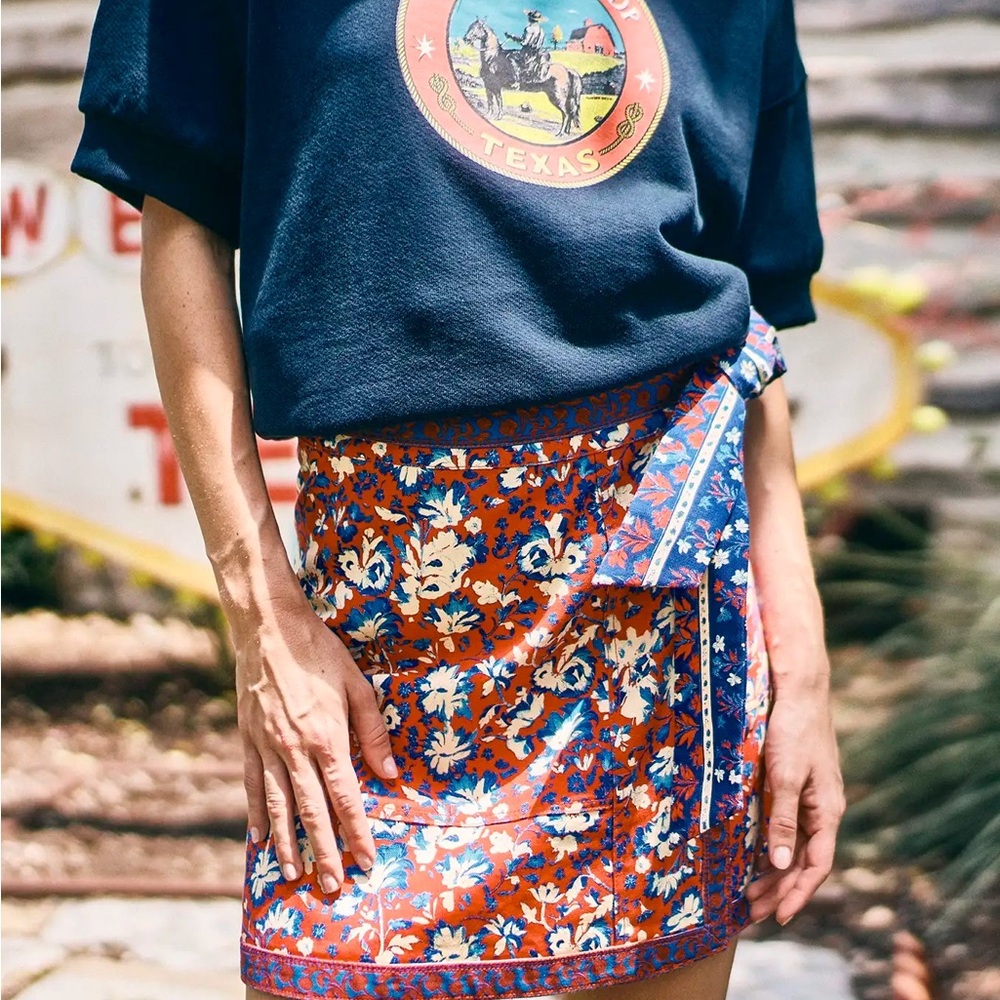 Hunter Bell Tapestry Floral Bay Skirt - Blue and Orange size 4